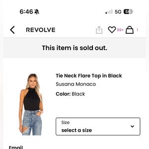 Susana Monaco Black Tie Neck Flare Top